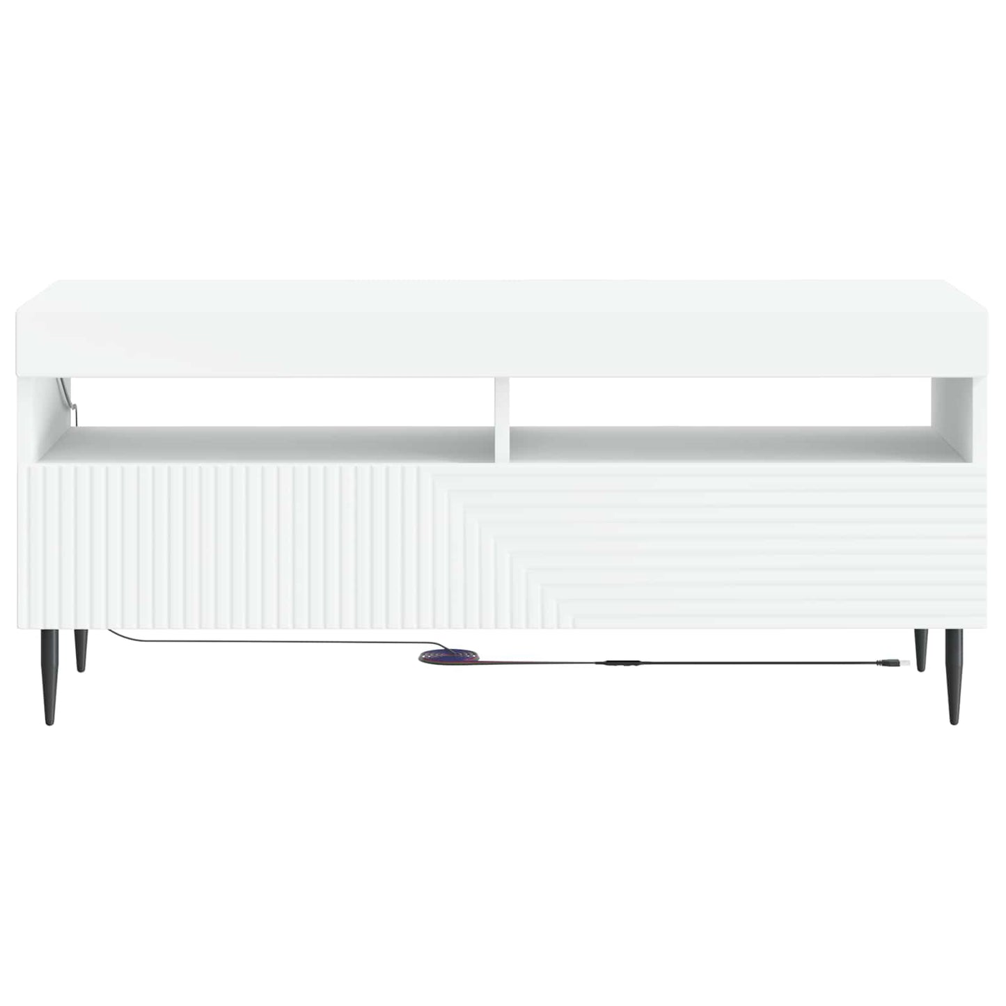 LED tv-meubel Wit Bewerkt hout