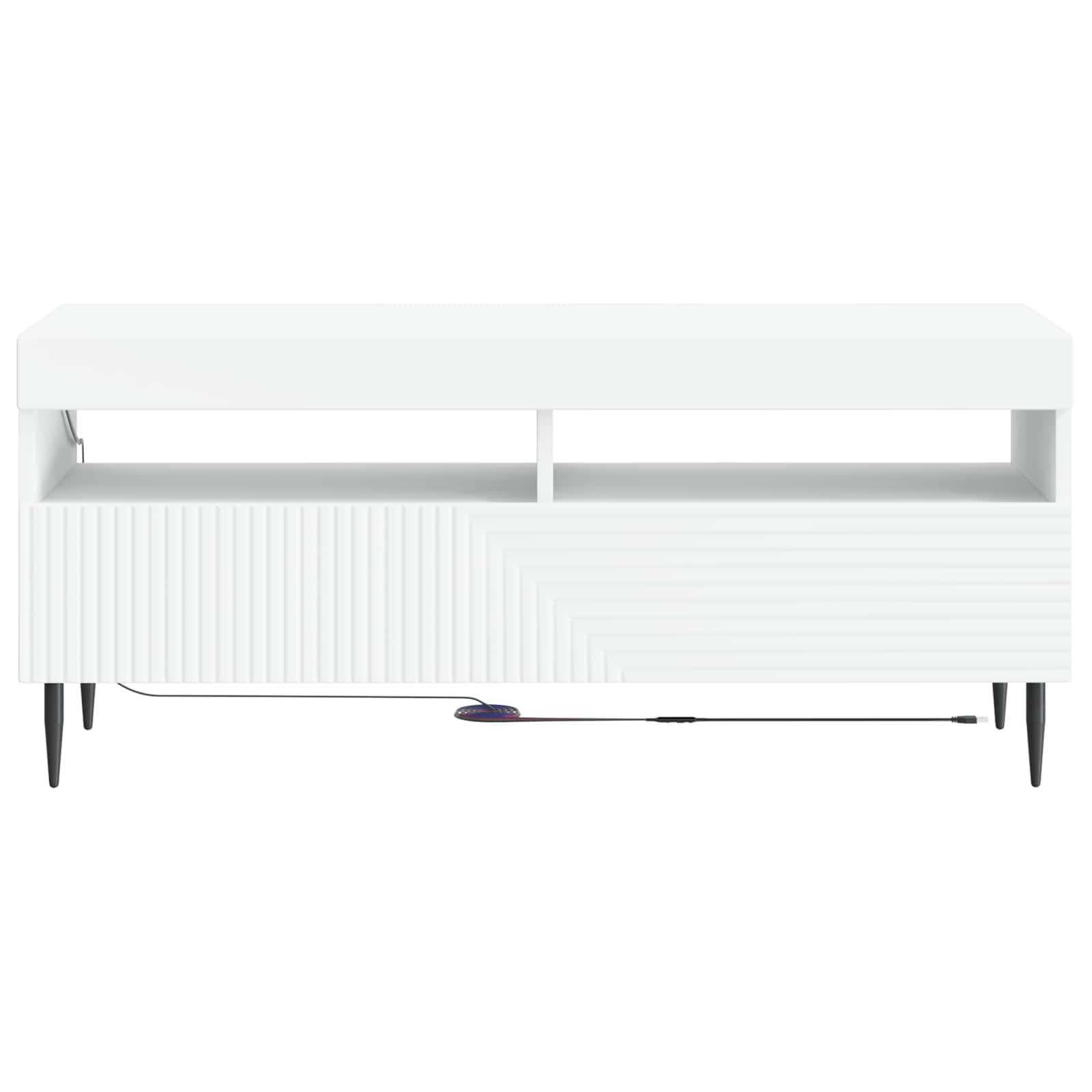 LED tv-meubel Wit Bewerkt hout