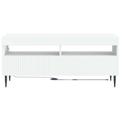 LED tv-meubel Wit Bewerkt hout