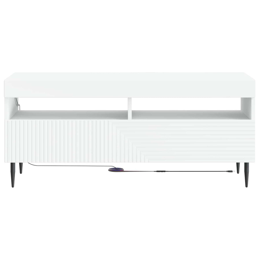 LED tv-meubel Wit Bewerkt hout