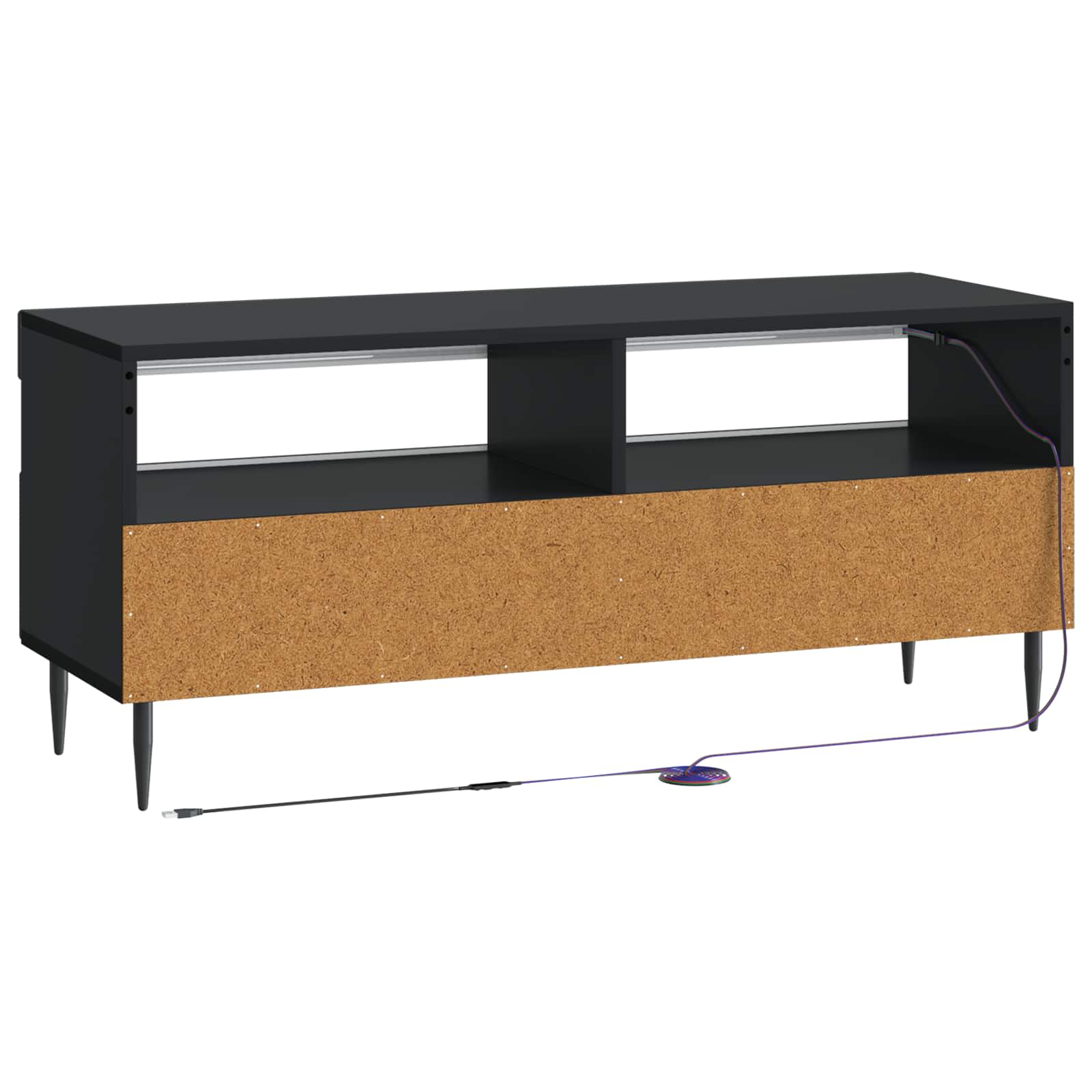 LED tv-meubel Zwart Bewerkt hout