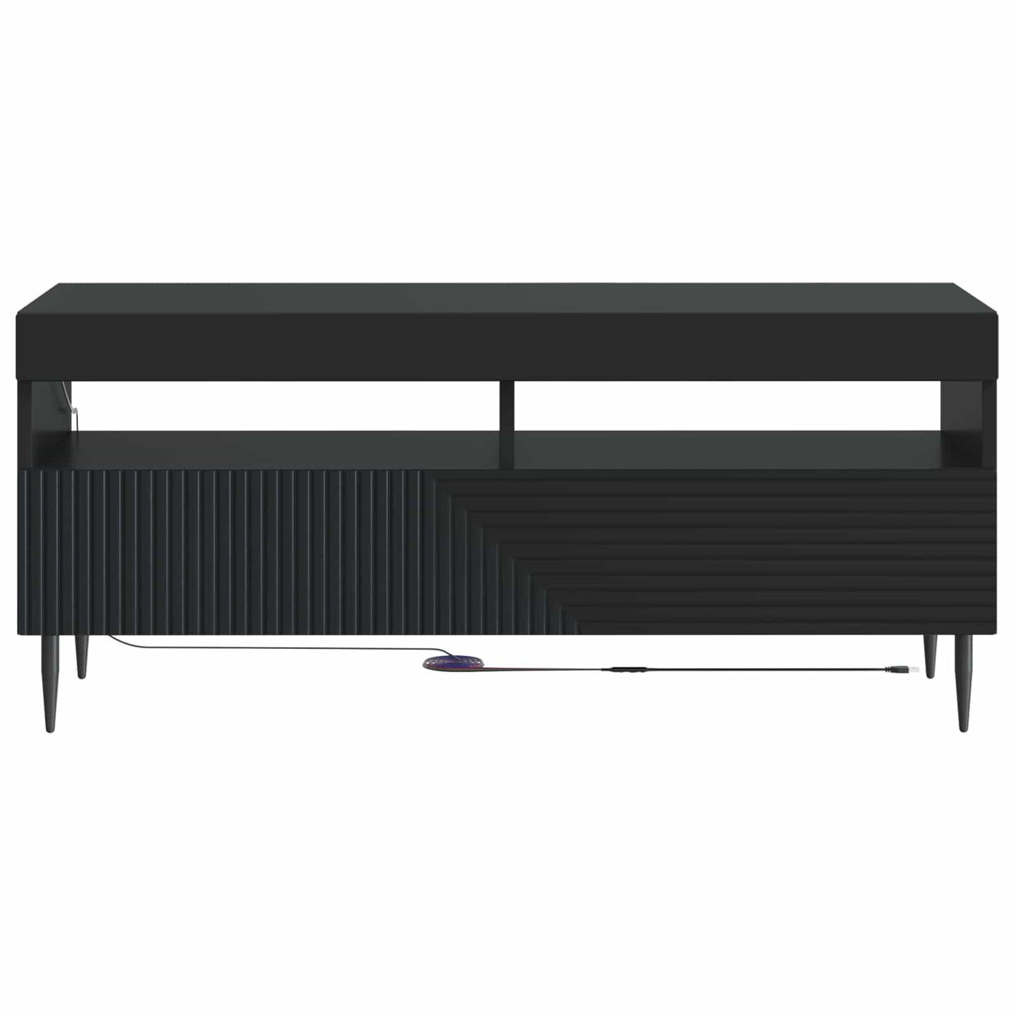 LED tv-meubel Zwart Bewerkt hout