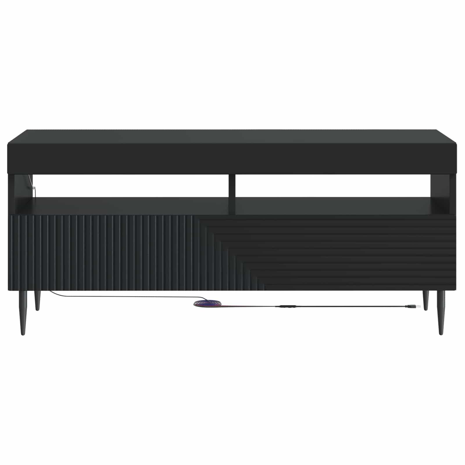 LED tv-meubel Zwart Bewerkt hout