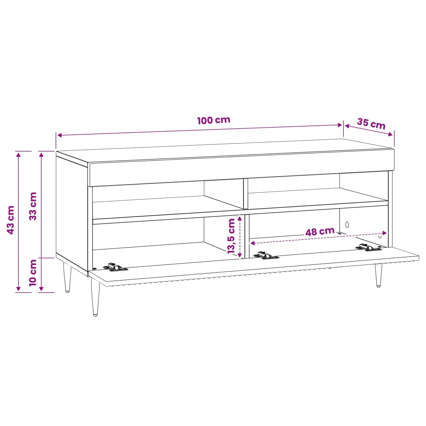 LED tv-meubel Zwart Bewerkt hout