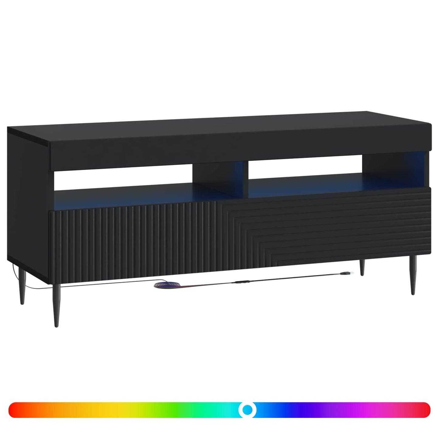 LED tv-meubel Zwart Bewerkt hout