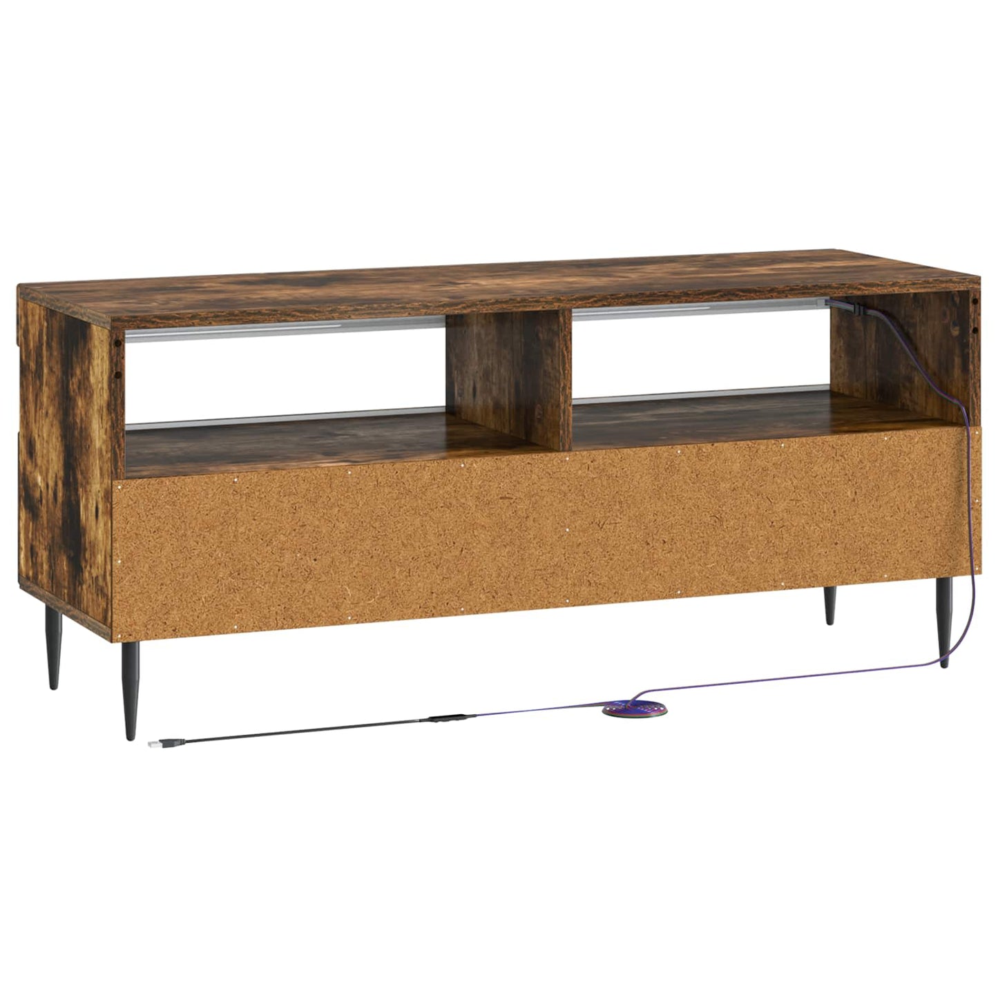 LED tv-meubel Gerookt eiken Bewerkt hout
