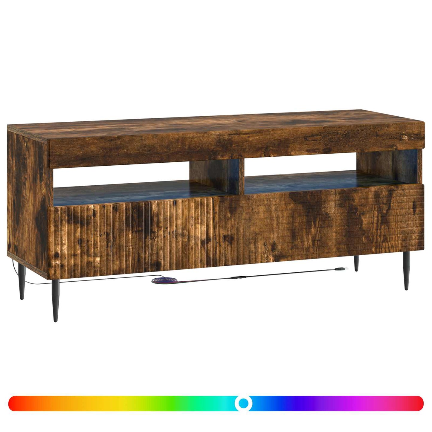 LED tv-meubel Gerookt eiken Bewerkt hout