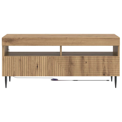 LED tv-meubel Artisanaal eiken Bewerkt hout