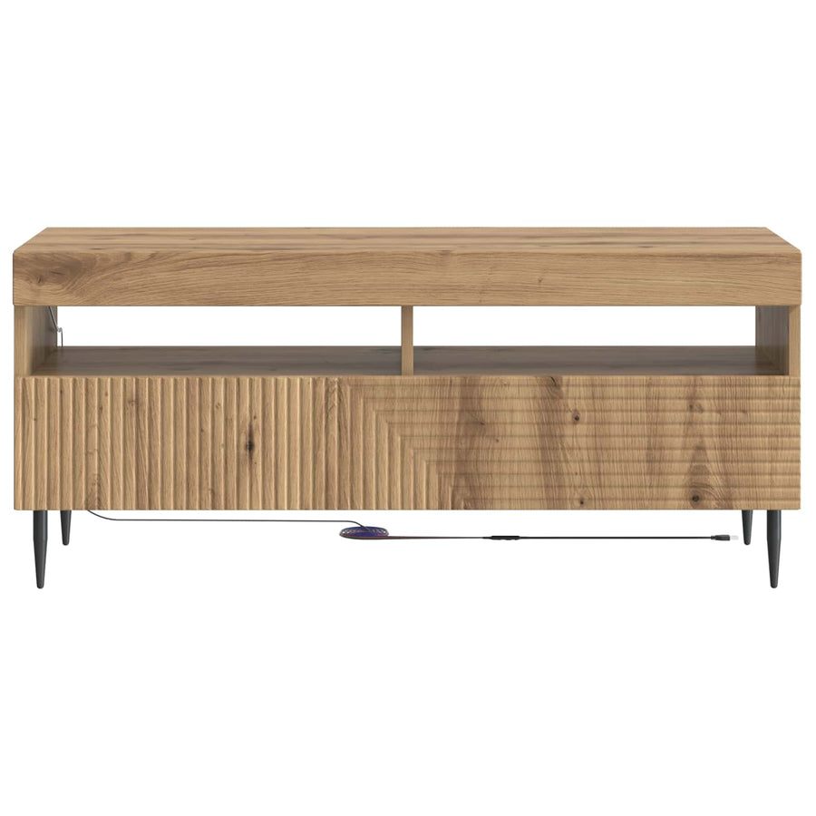 LED tv-meubel Artisanaal eiken Bewerkt hout