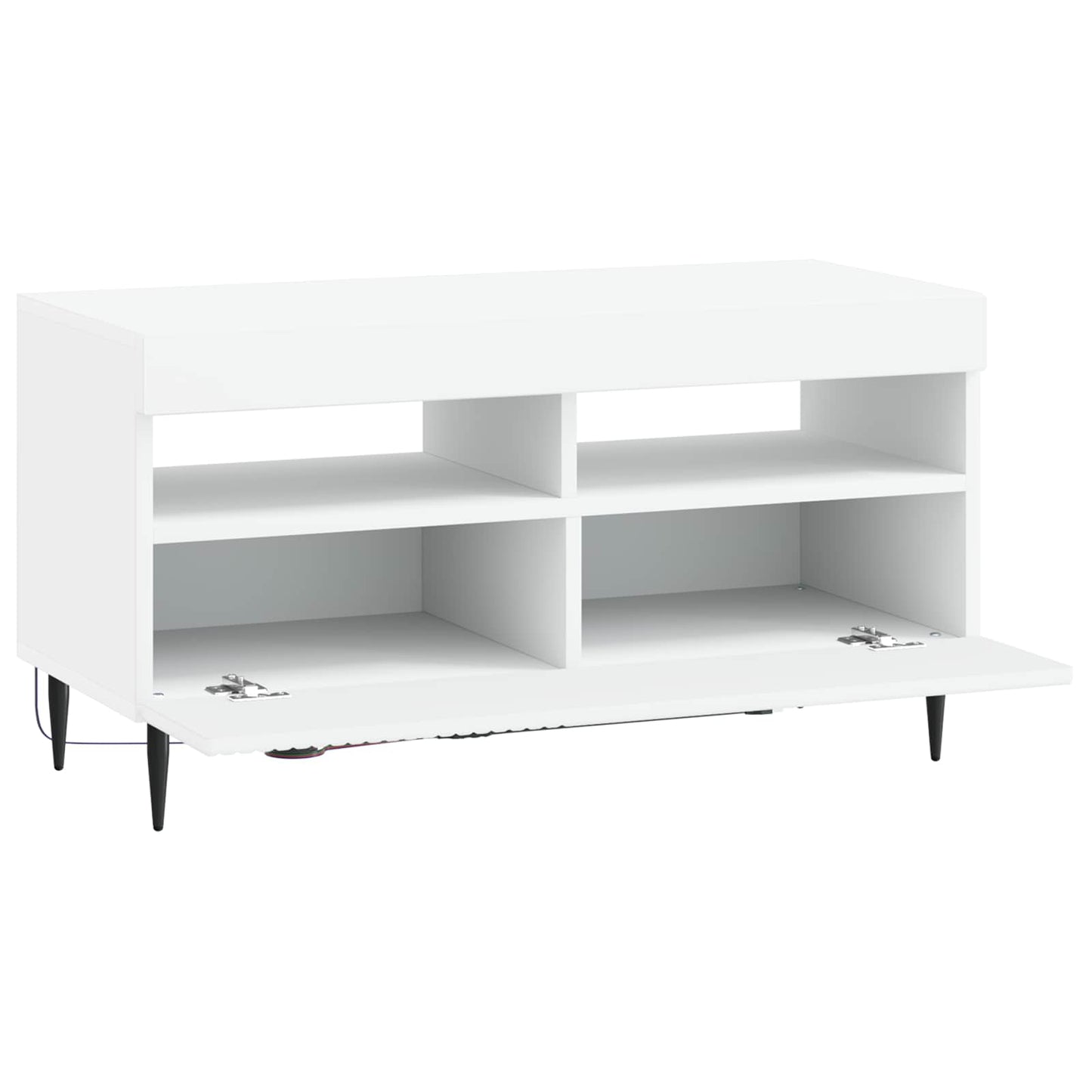 LED tv-meubel Wit Bewerkt hout