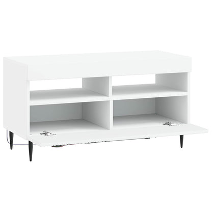LED tv-meubel Wit Bewerkt hout