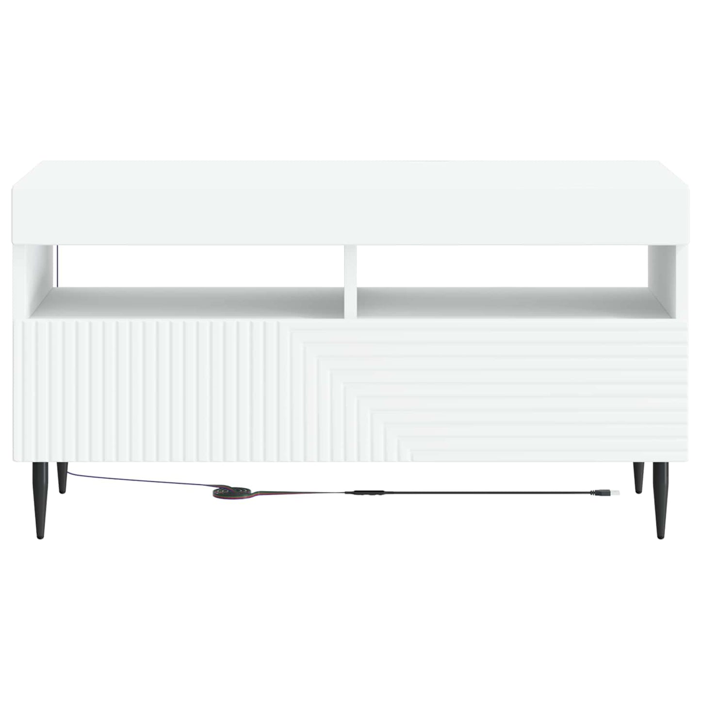 LED tv-meubel Wit Bewerkt hout