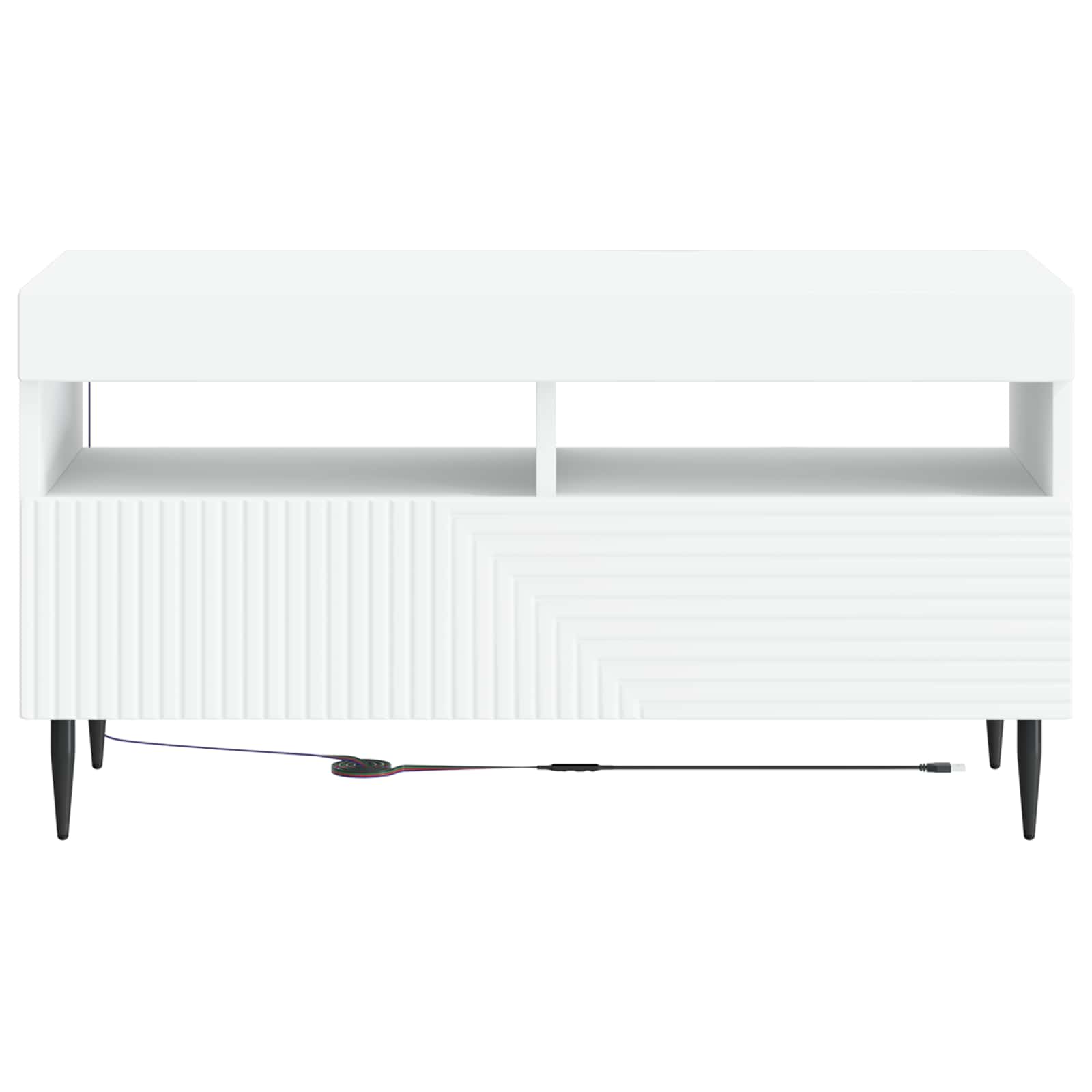 LED tv-meubel Wit Bewerkt hout