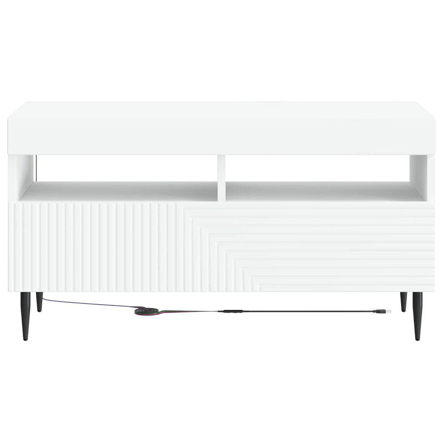 LED tv-meubel Wit Bewerkt hout
