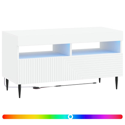 LED tv-meubel Wit Bewerkt hout