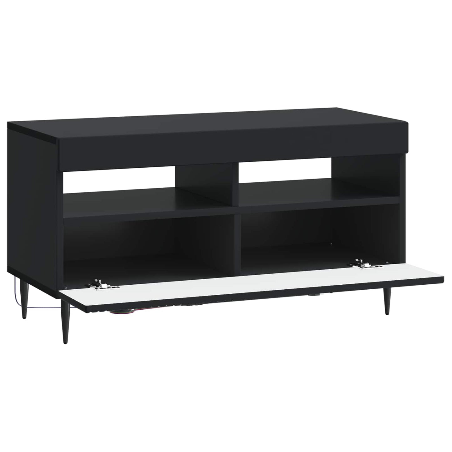 LED tv-meubel Zwart Bewerkt hout