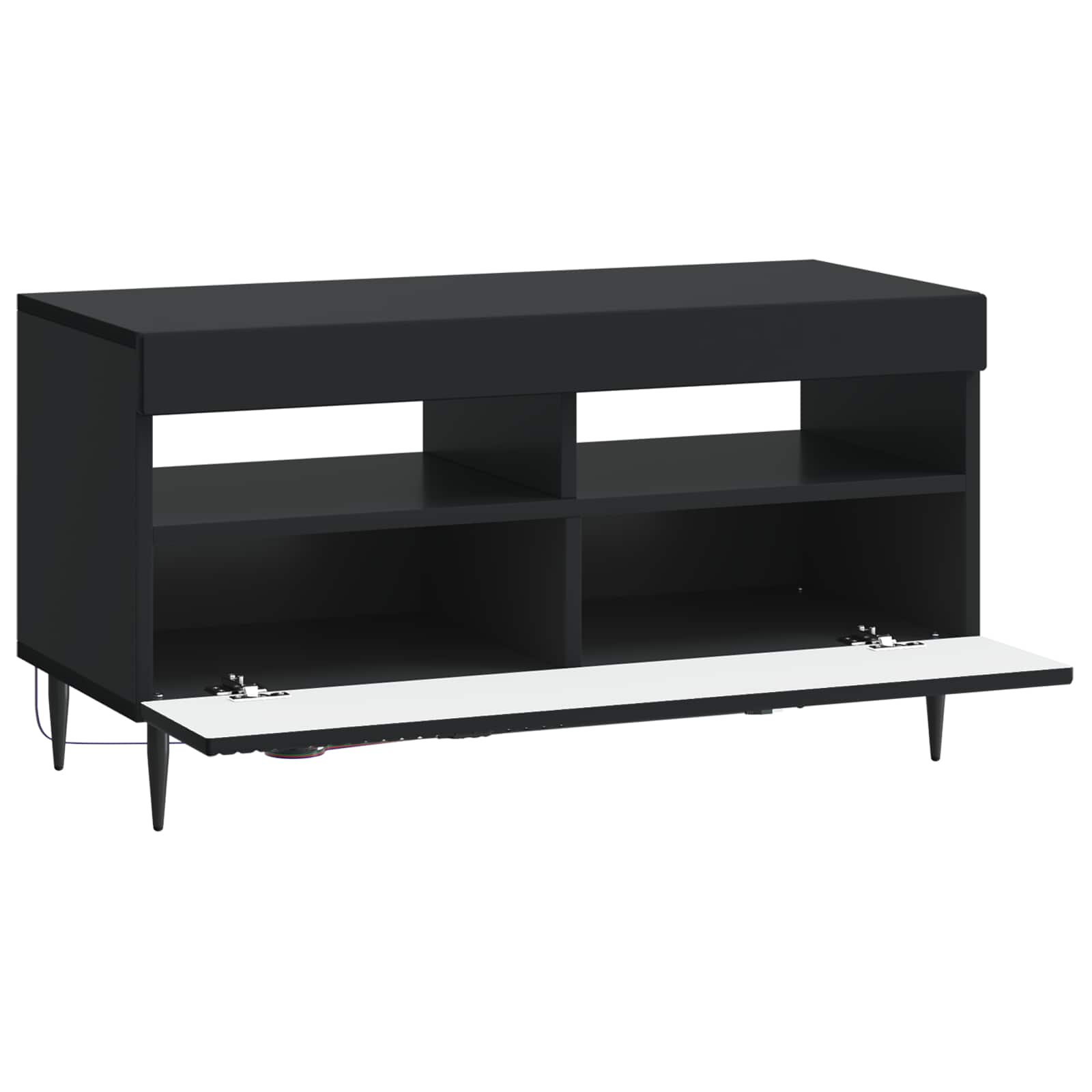 LED tv-meubel Zwart Bewerkt hout