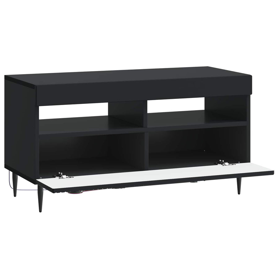LED tv-meubel Zwart Bewerkt hout