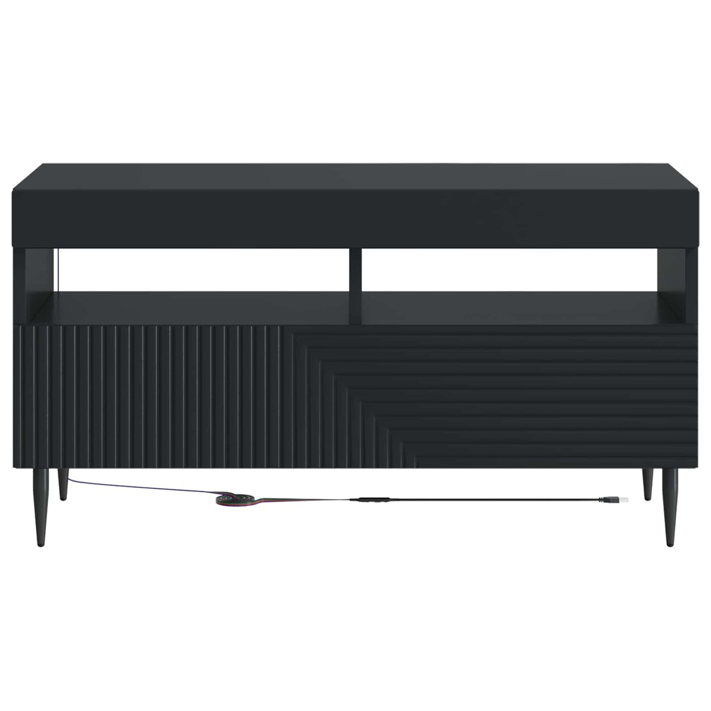 LED tv-meubel Zwart Bewerkt hout