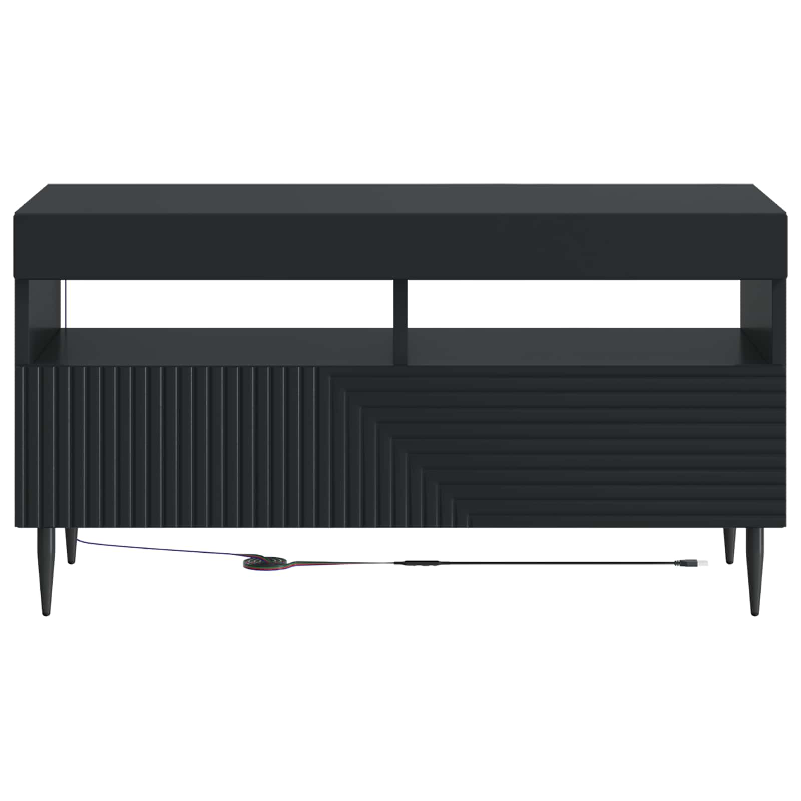 LED tv-meubel Zwart Bewerkt hout