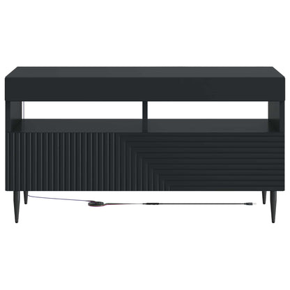 LED tv-meubel Zwart Bewerkt hout