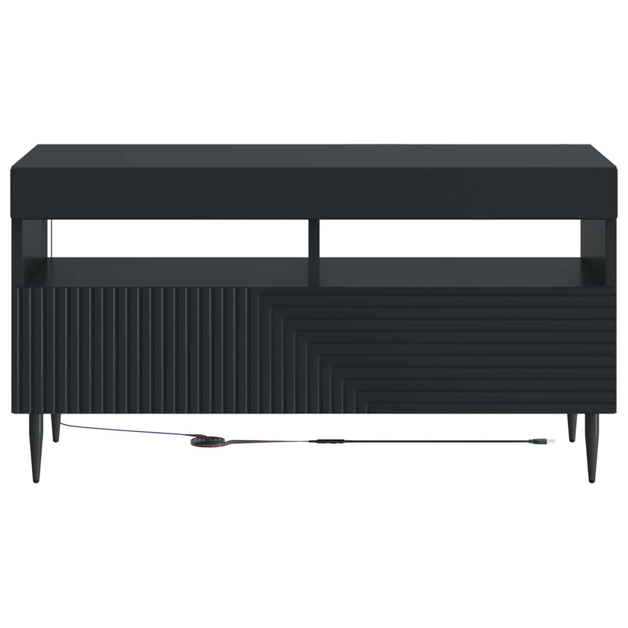 LED tv-meubel Zwart Bewerkt hout