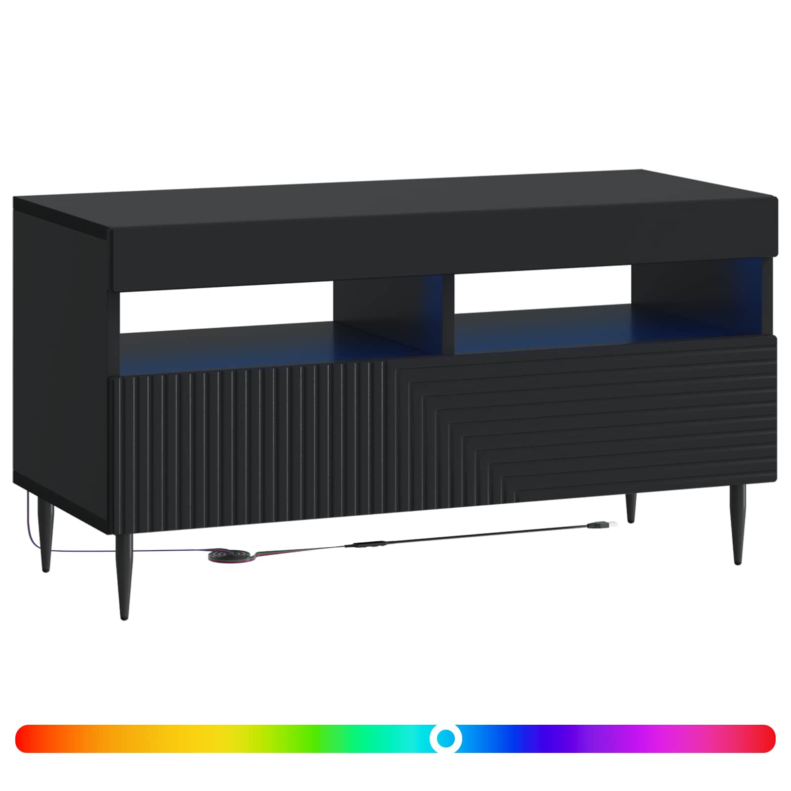 LED tv-meubel Zwart Bewerkt hout