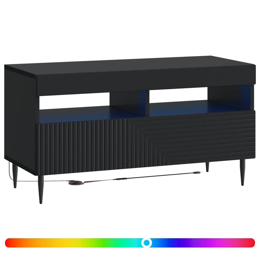 LED tv-meubel Zwart Bewerkt hout