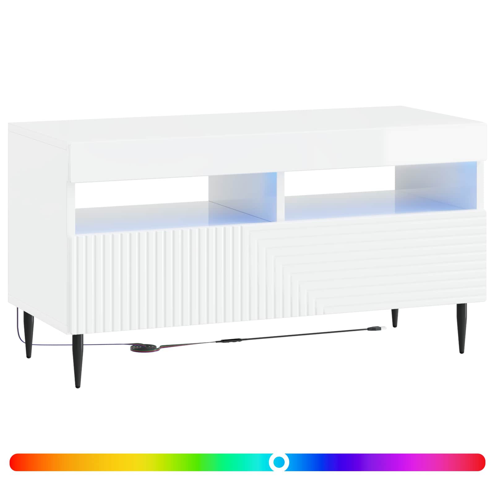 LED tv-meubel Hoogglans Wit Bewerkt hout