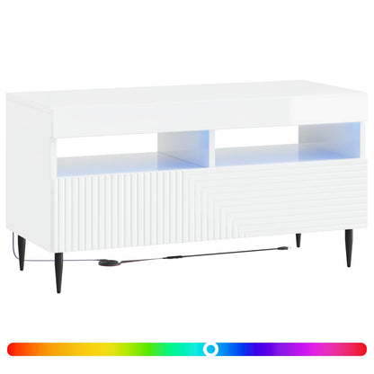LED tv-meubel Hoogglans Wit Bewerkt hout