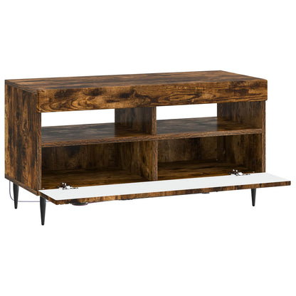 LED tv-meubel Gerookt eiken Bewerkt hout