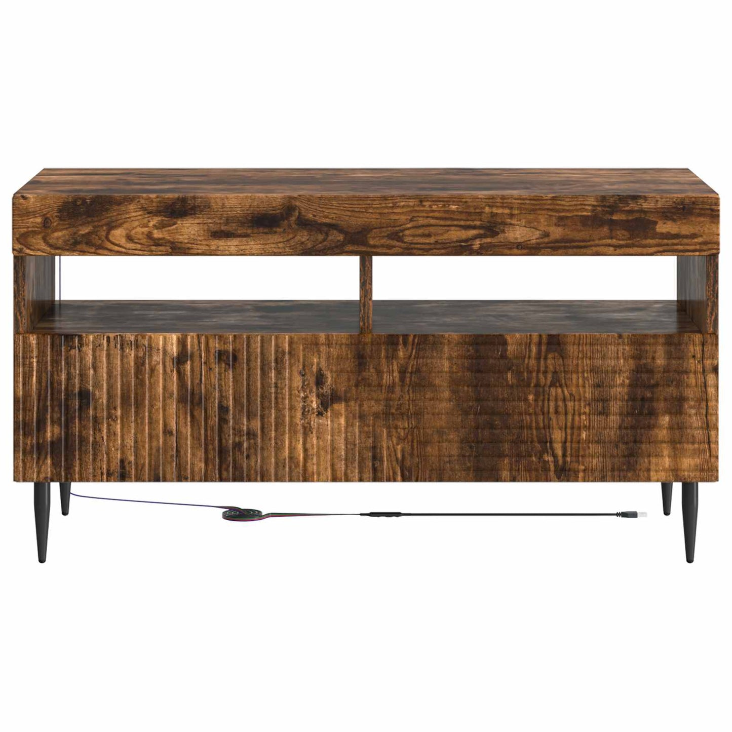 LED tv-meubel Gerookt eiken Bewerkt hout