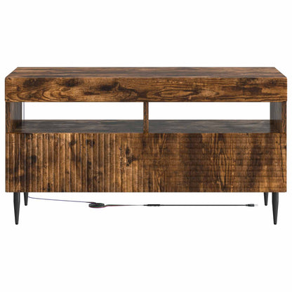 LED tv-meubel Gerookt eiken Bewerkt hout