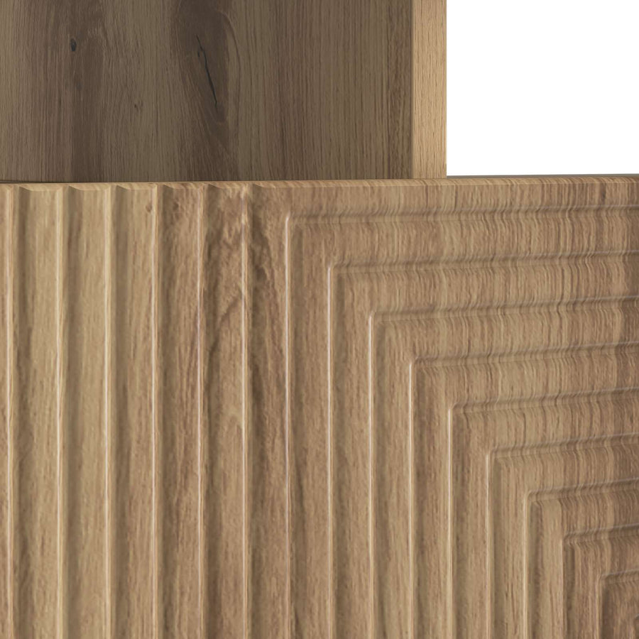 LED tv-meubel Artisanaal eiken Bewerkt hout