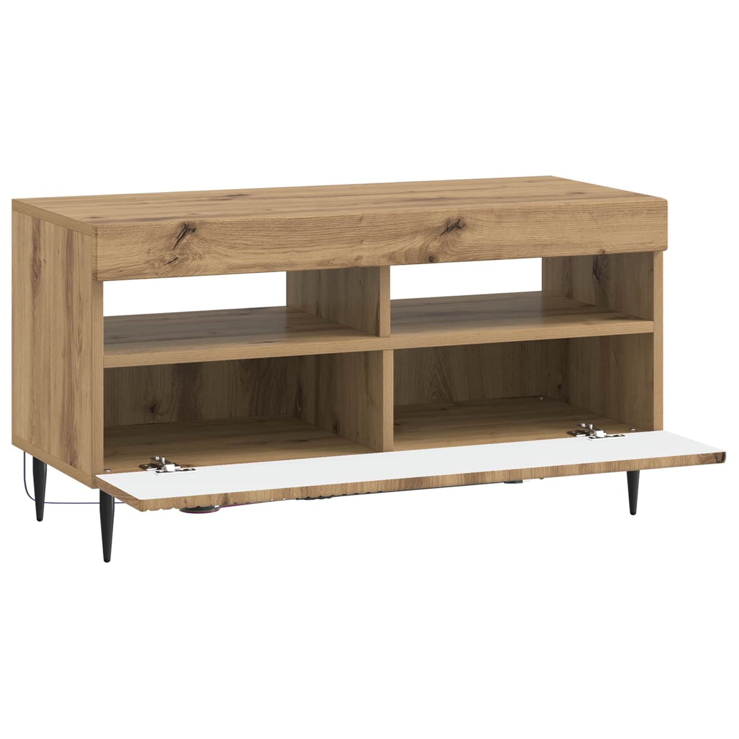 LED tv-meubel Artisanaal eiken Bewerkt hout