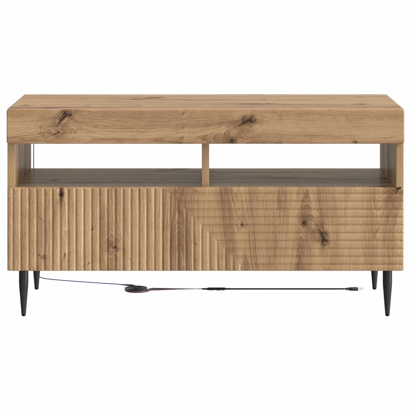 LED tv-meubel Artisanaal eiken Bewerkt hout