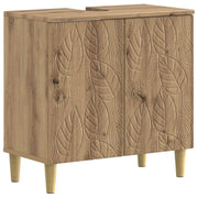 Badkamerkast bewerkt hout 59,5x31,5x59 cm artisanaal eiken