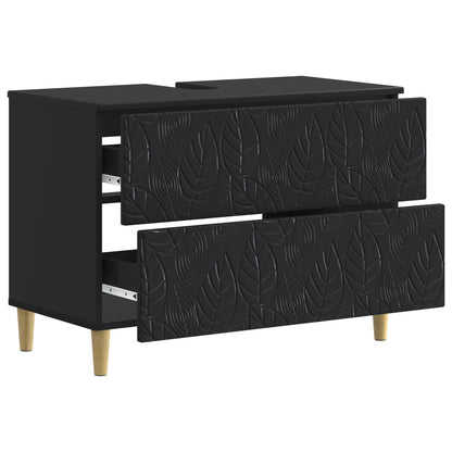 Badkamer wastafelkast DELFT Zwart 82 x 41 x 59 cm Bewerkt hout