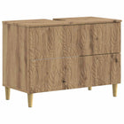 Wastafelkast badkamer 82x41x59 cm bewerkt hout Artisanaal eiken