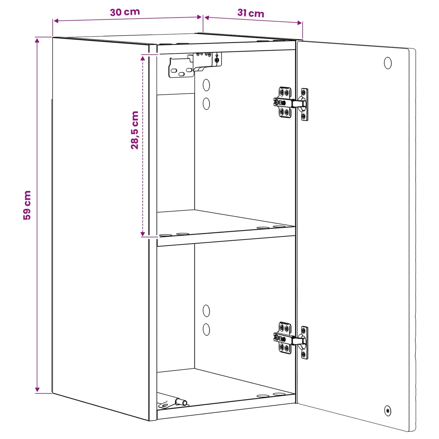Badkamer wandkast DELFT Wit 30 x 31 x 59 cm Bewerkt hout