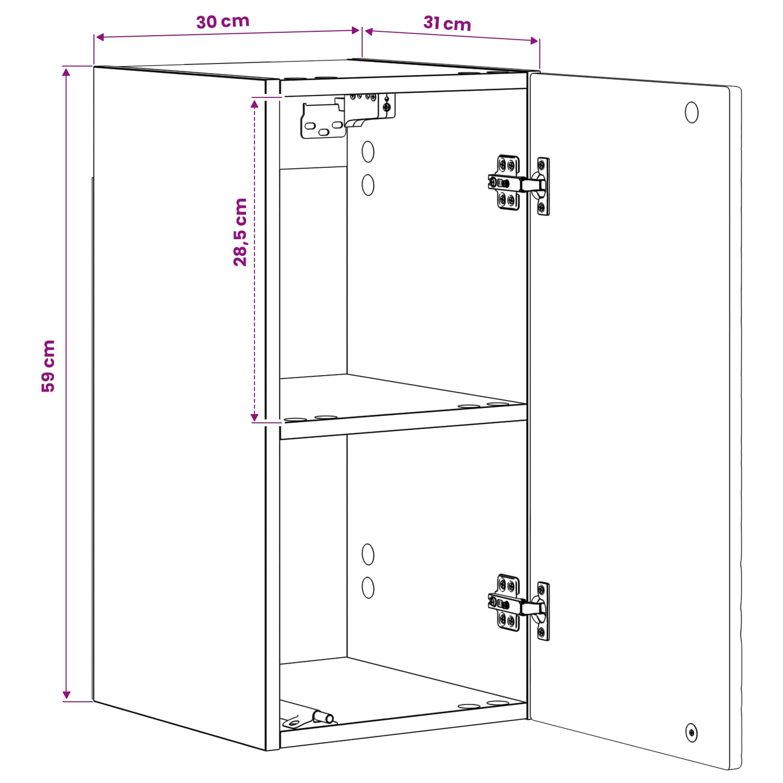 Badkamer wandkast DELFT Grijs Sonoma 30 x 31 x 59 cm