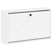 Wandgemonteerde schoenkast 71x17x43 cm wit bewerkt hout