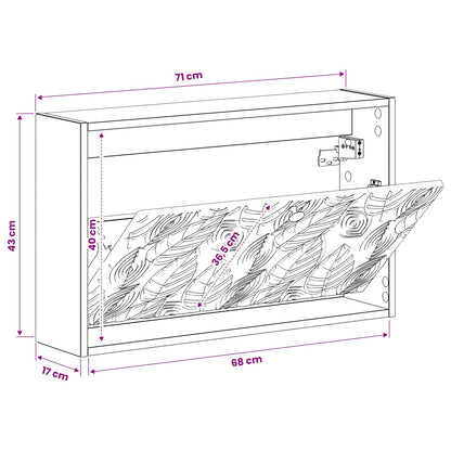 Wandgemonteerde Schoenkast DELFT 71 x 17 x 43 cm Bewerkt hout
