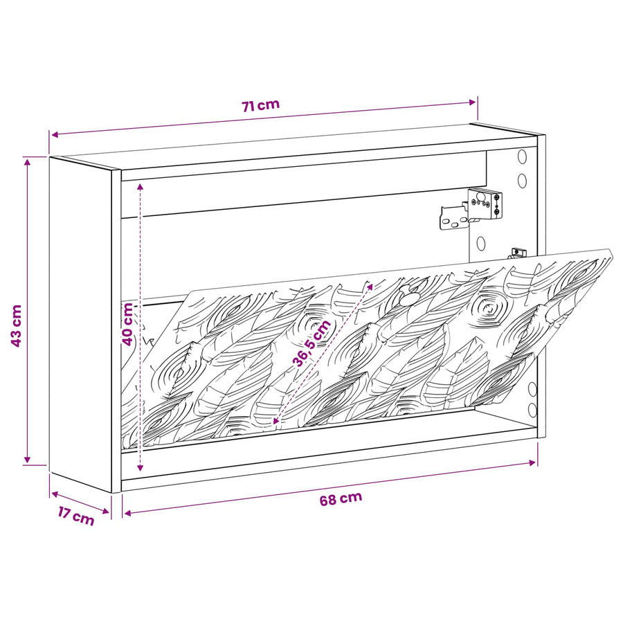 Wandgemonteerde Schoenkast DELFT 71 x 17 x 43 cm Bewerkt hout
