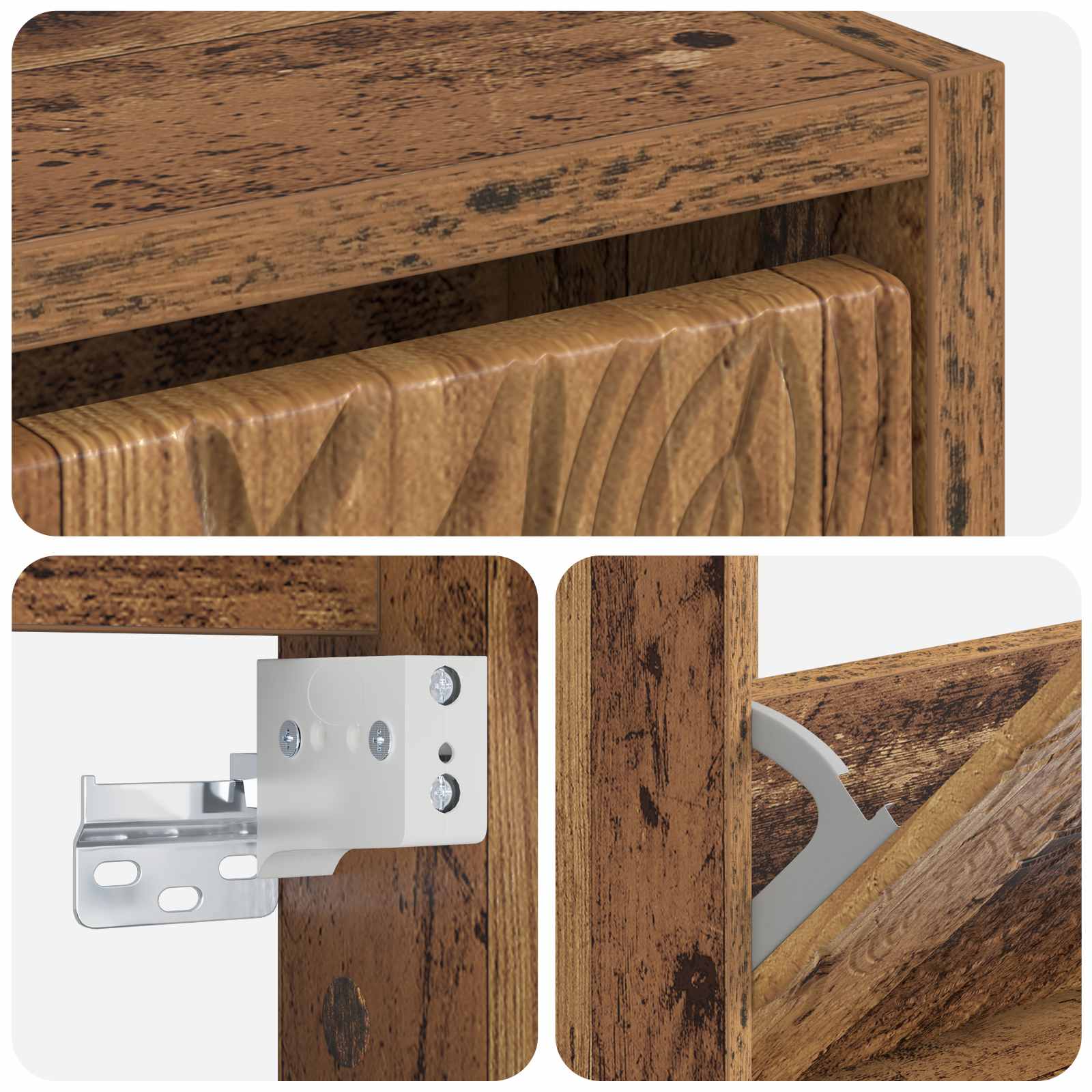 Wandgemonteerde Schoenkast DELFT 71 x 17 x 43 cm Bewerkt hout
