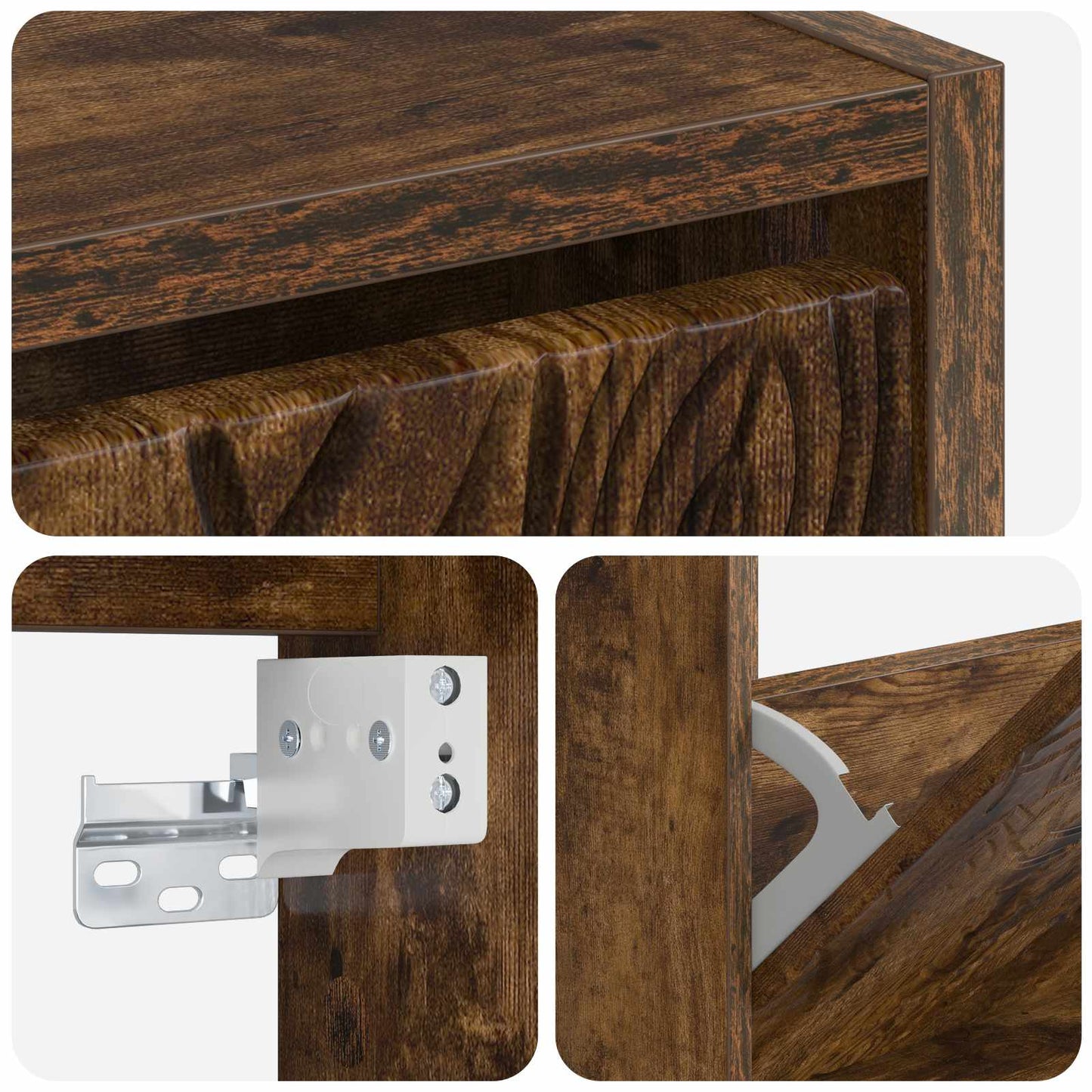 Wandgemonteerde Schoenkast DELFT 71 x 17 x 86 cm Bewerkt hout