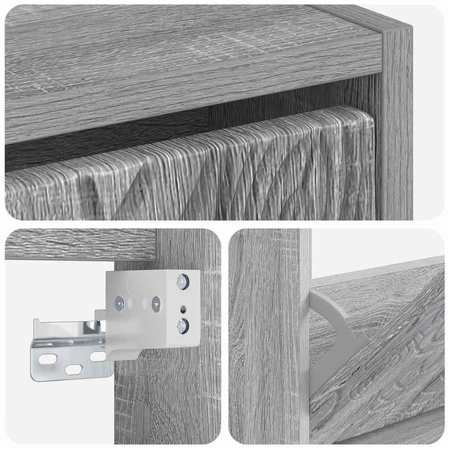 Wandgemonteerde Schoenkast DELFT 71 x 17 x 86 cm Bewerkt hout