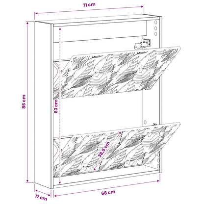 Wandgemonteerde Schoenkast DELFT 71 x 17 x 86 cm Bewerkt hout