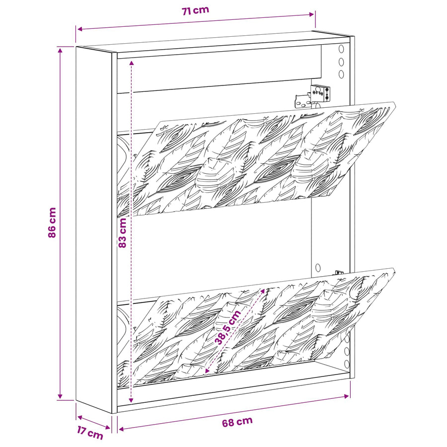 Wandgemonteerde Schoenkast DELFT 71 x 17 x 86 cm Bewerkt hout