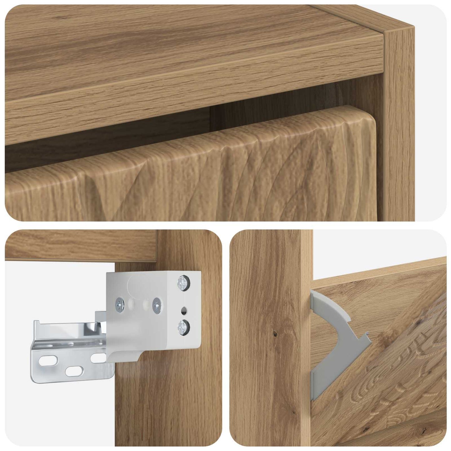 Wandgemonteerde Schoenkast DELFT 71 x 17 x 86 cm Bewerkt hout